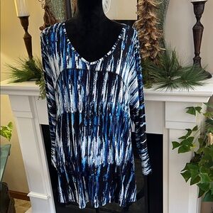 Willi Smith Blue and Black Patterned Top